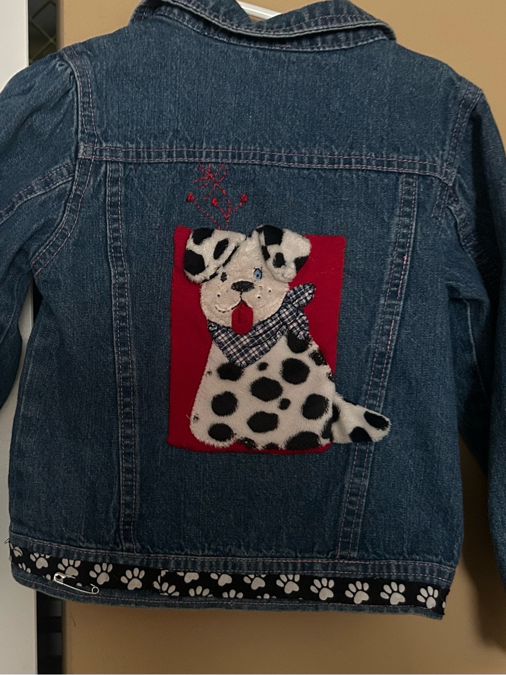 Blue denim jacket girl Dalmatian  lover